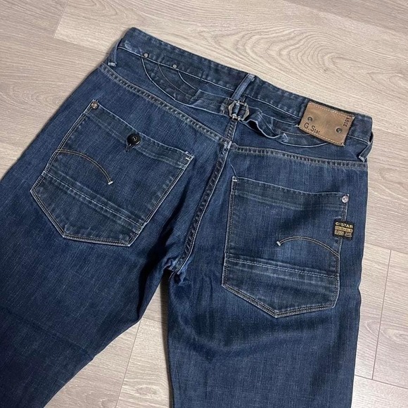 G-Star RAW Denim 3301 Lumber Dark Wash Buckle Back Straight Fit Jeans - Picture 1 of 8